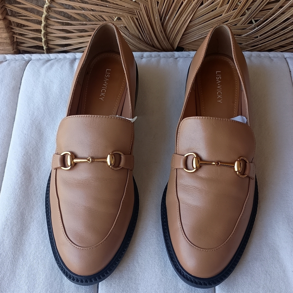 Lisa Vicky Tan Leather Loafers for Women_11